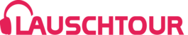 Ein rotes Logo mit einem stilisierten, bogenförmigen Symbol. Der Schriftzug "LAUSCHTOUR" ist in roter Farbe sichtbar.